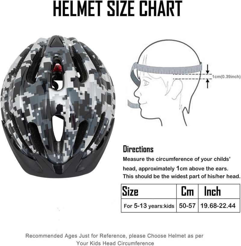 EXCLUSKY Kids Bike Helmet with LED Light – Adjustable Multi-Sport Youth Helmet for Boys & Girls, Ages 5-12, Fits 50-57cm, Cycling Safety Gear - Image 2
